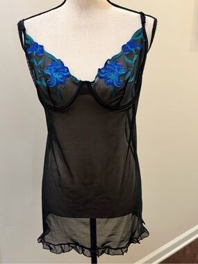 Dream Girl Black See Thru Underwire Nightgown Sz 1x/2x